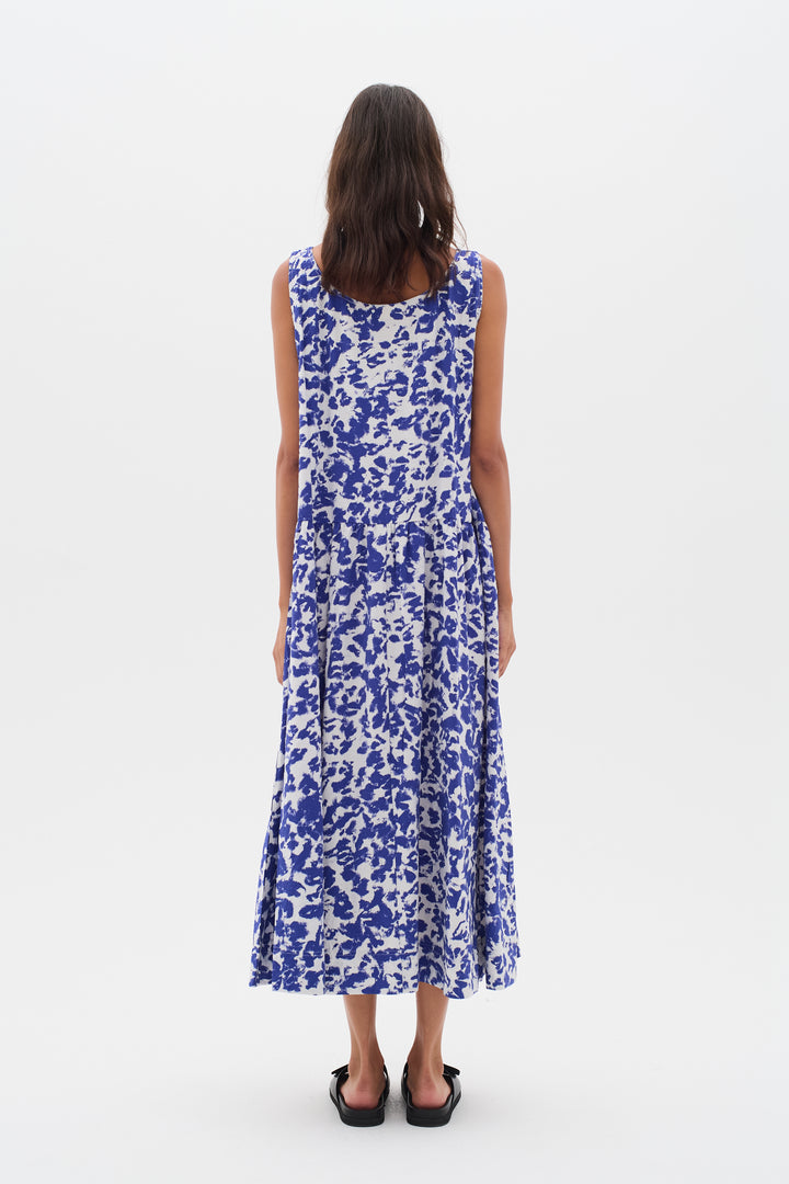 Robe midi sans manches avec imprimé abstrait Faye