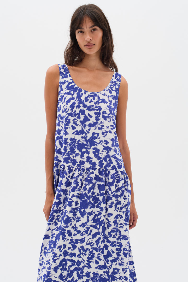 Robe midi sans manches avec imprimé abstrait Faye