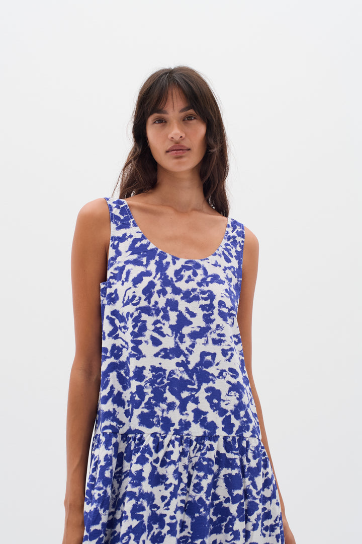 Robe midi sans manches avec imprimé abstrait Faye