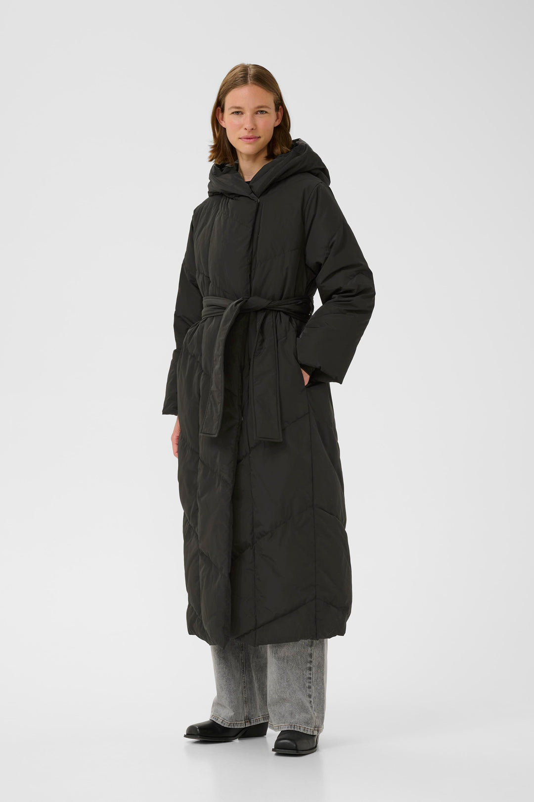 Manteau matelassé long avec ceinture Yaz - HIVER