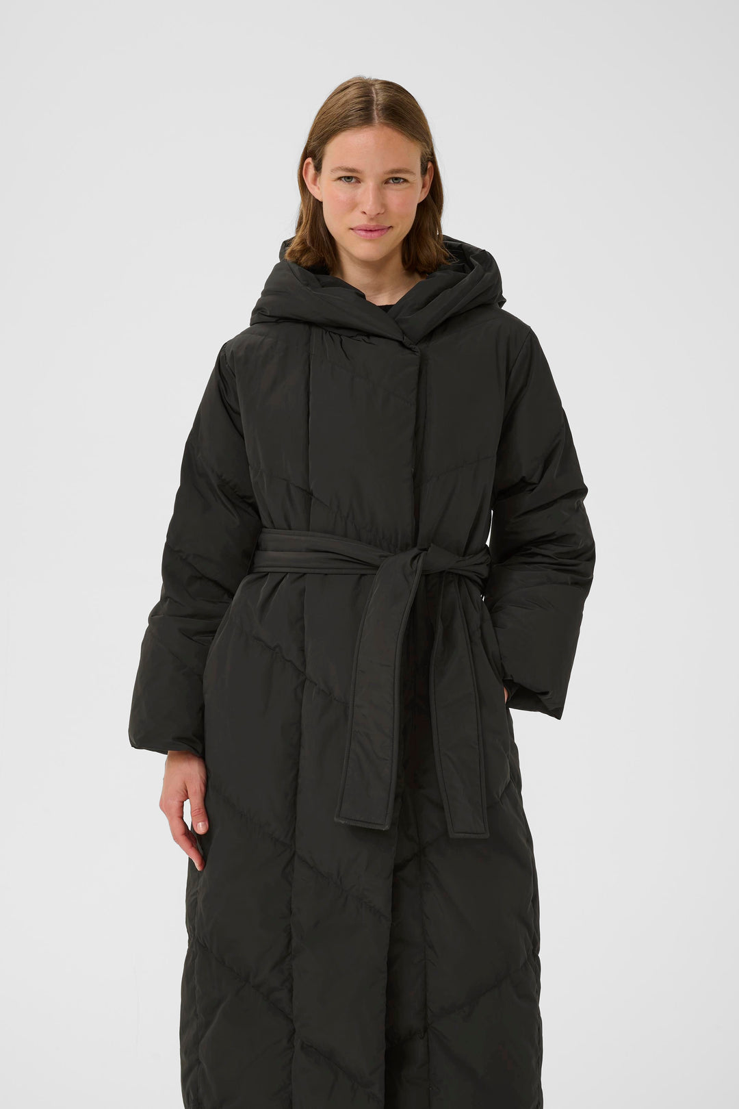 Manteau matelassé long avec ceinture Yaz - HIVER