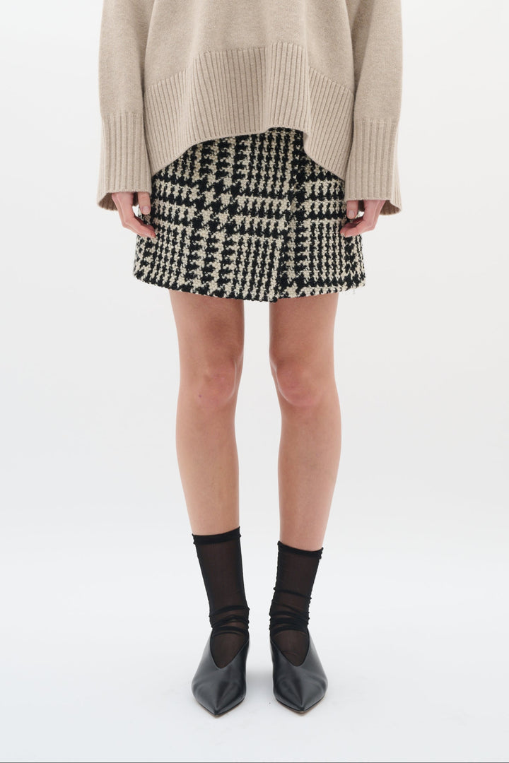 Jupe courte avec motif pied-de-poule Brya