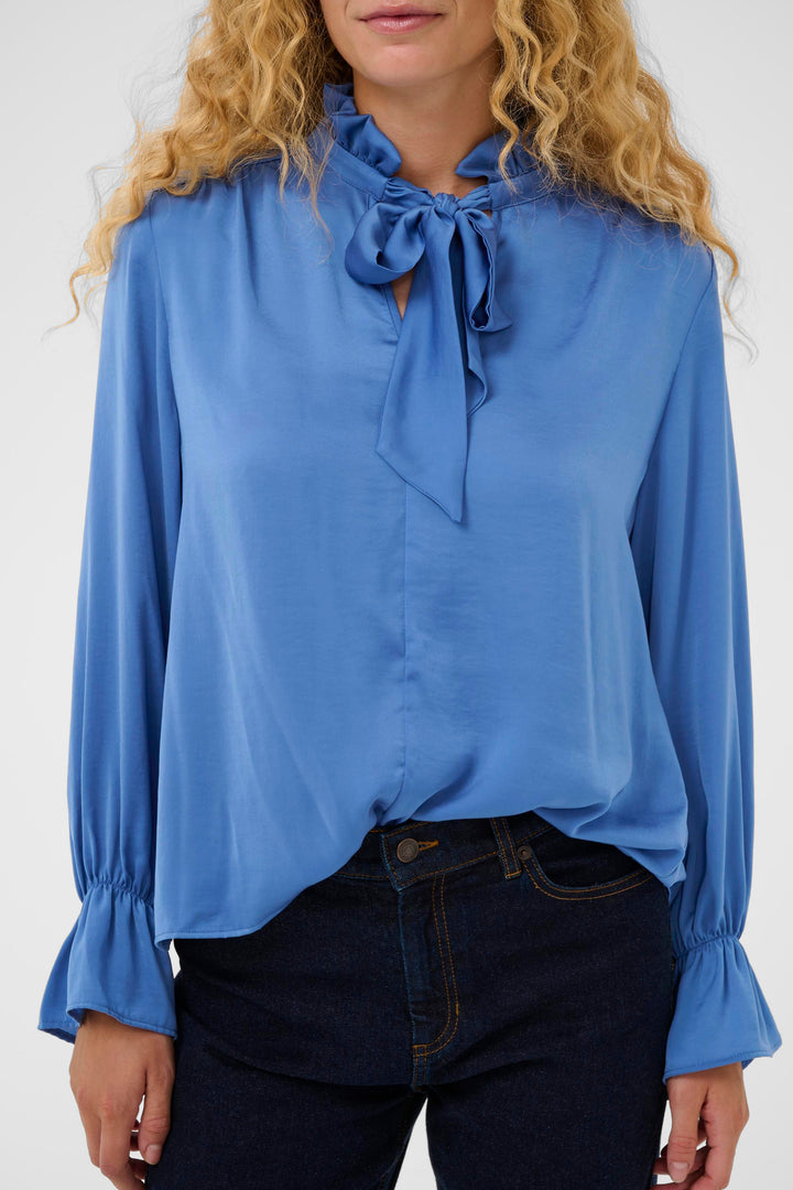 Blouse à col lavallière et volants Gracie
