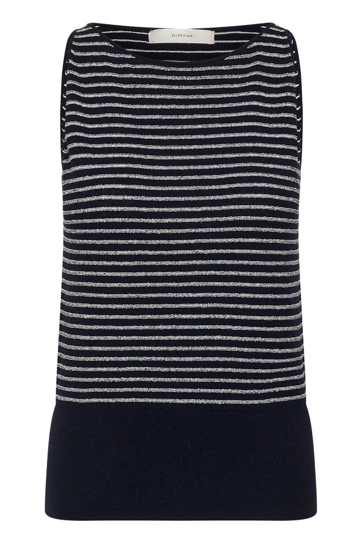 Pull Nola sans manches rayé à taille côtelée