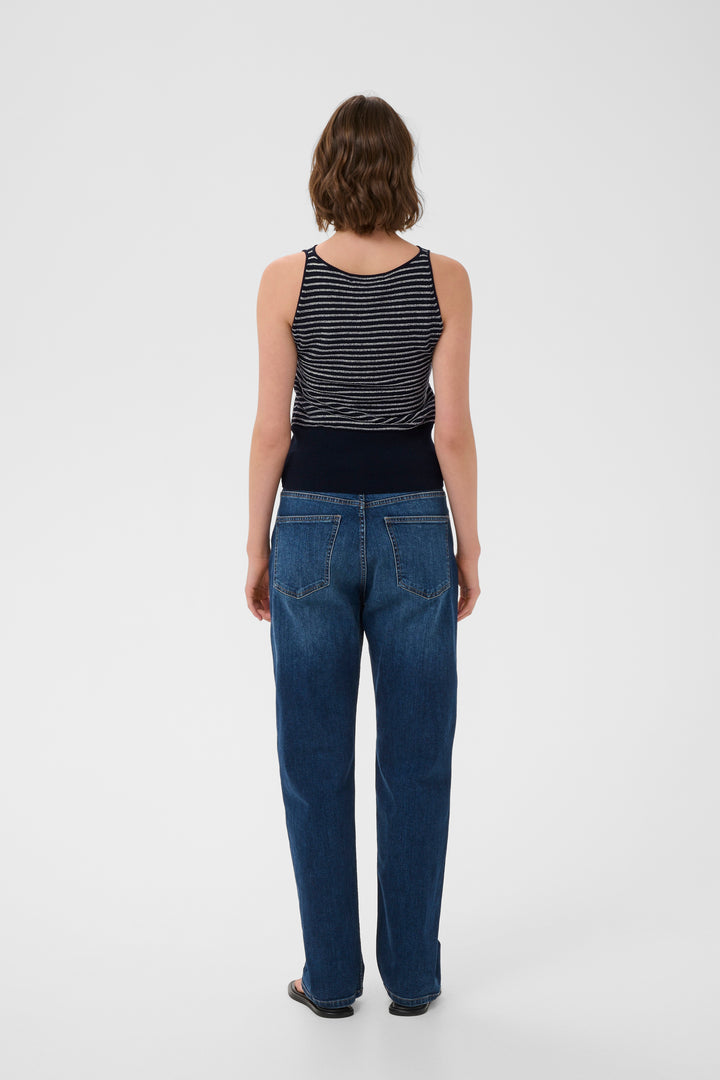 Pull Nola sans manches rayé à taille côtelée