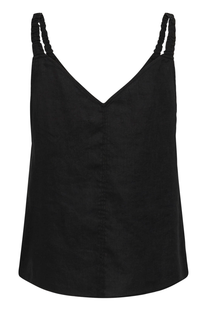 Camisole Elinor en lin à fines bretelles froncées