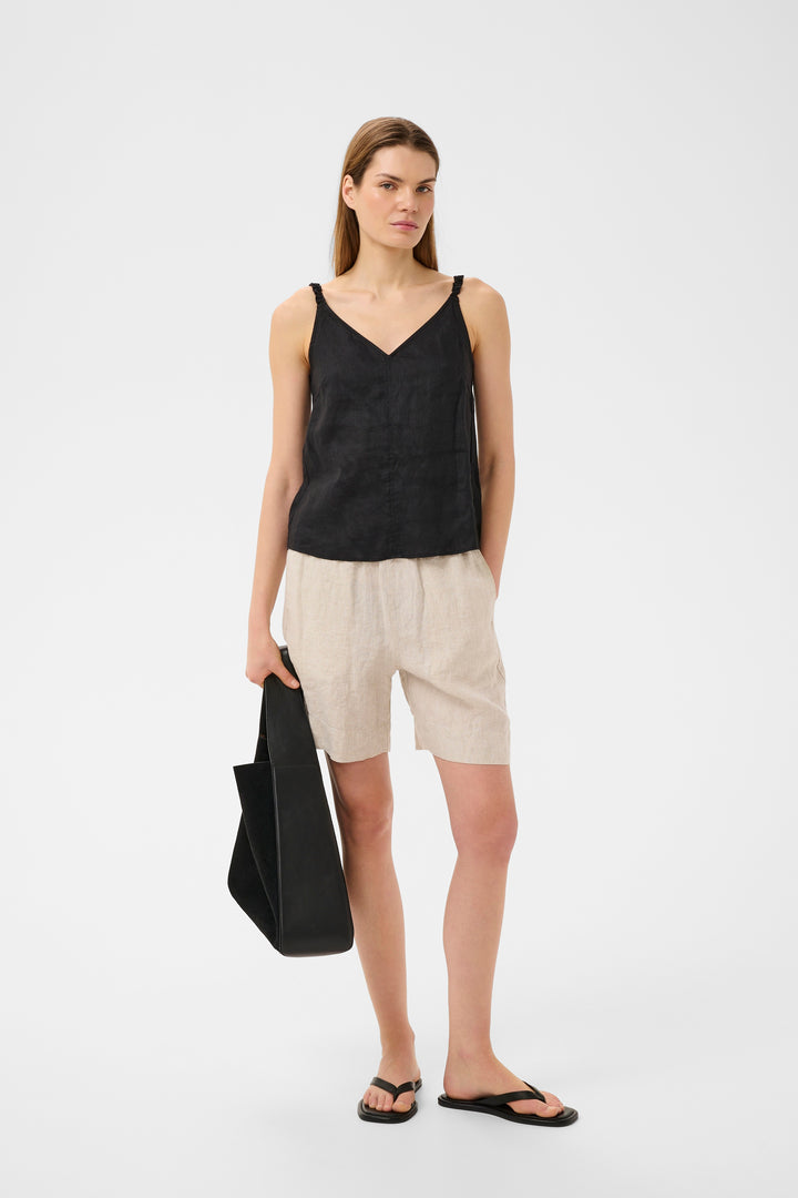 Camisole Elinor en lin à fines bretelles froncées