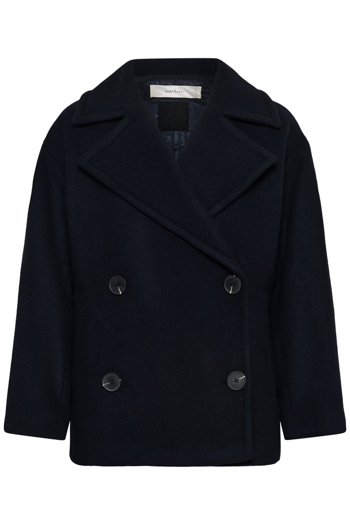 Manteau court croisé à revers surdimensionnés Zorah