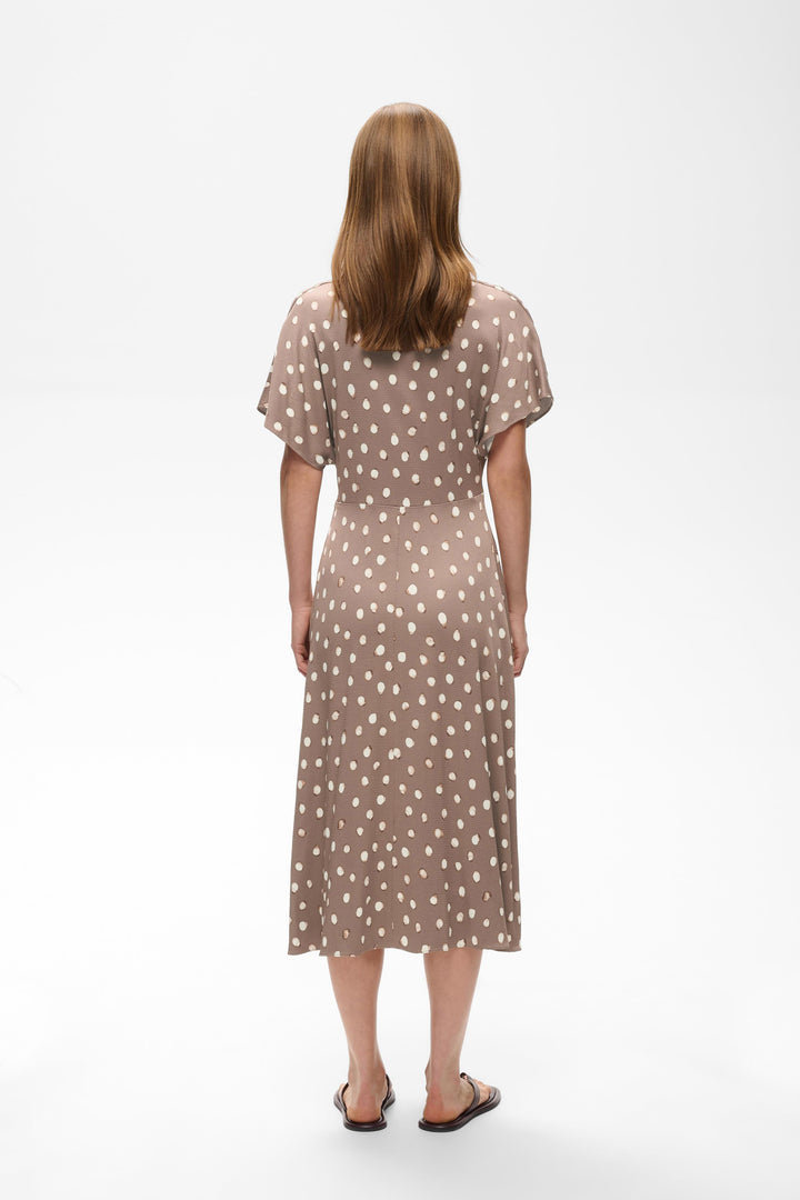 Robe midi Henri à pois et décolleté croisé