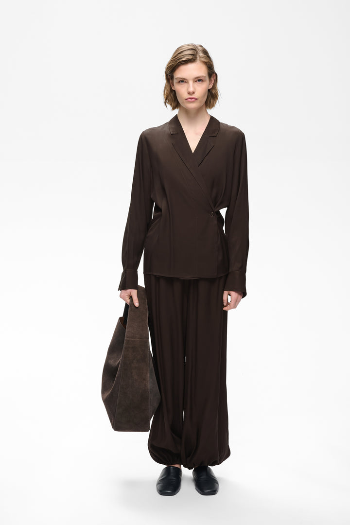 Blouse cache-cœur Meryl à col tailleur