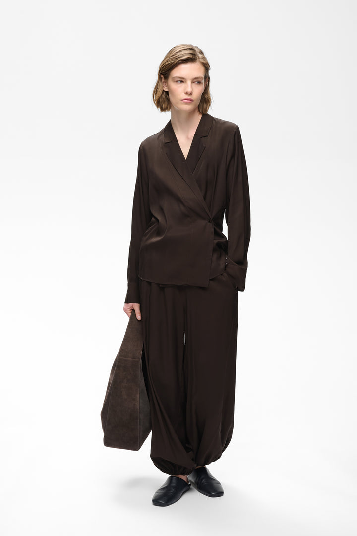 Blouse cache-cœur Meryl à col tailleur