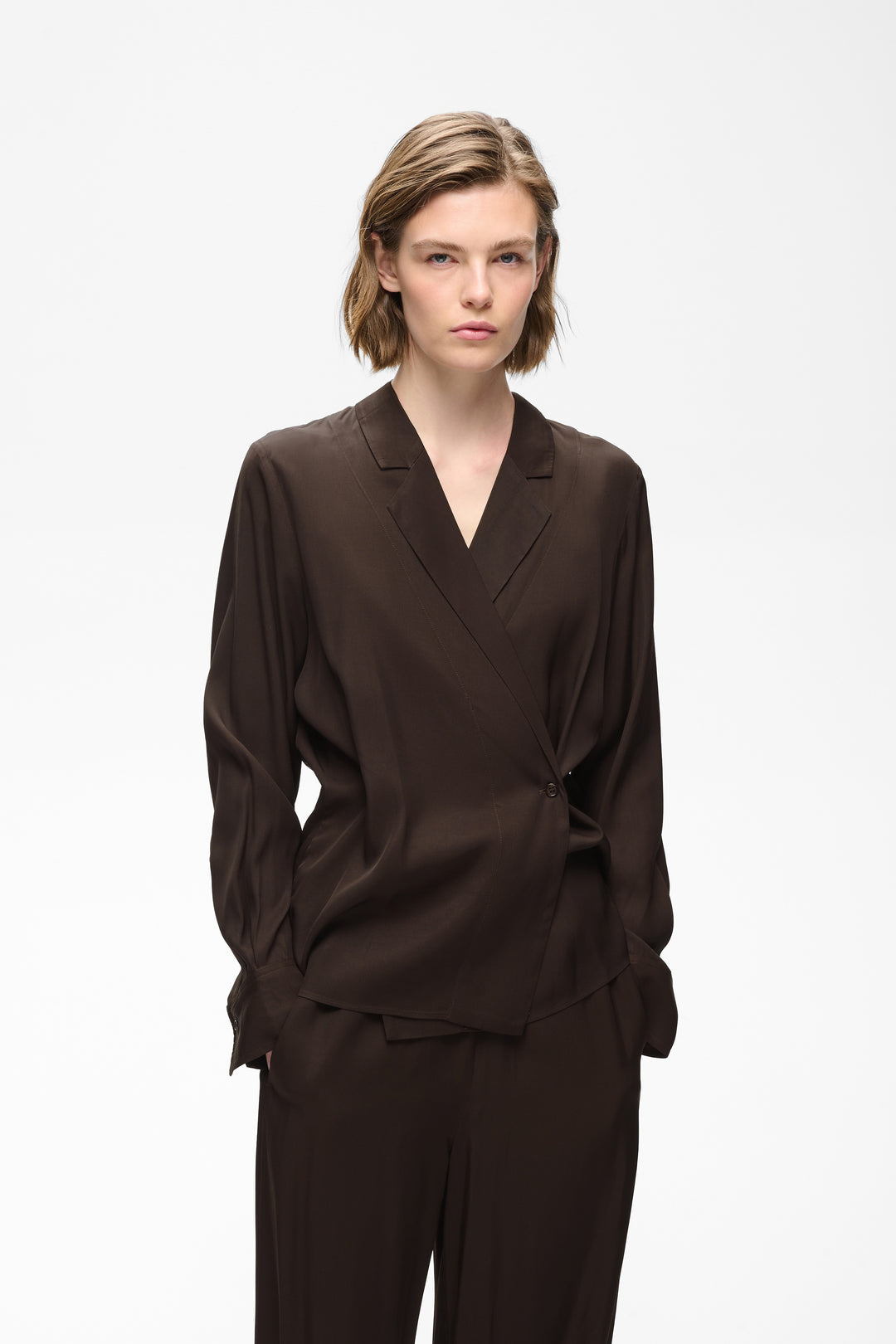 Blouse cache-cœur Meryl à col tailleur