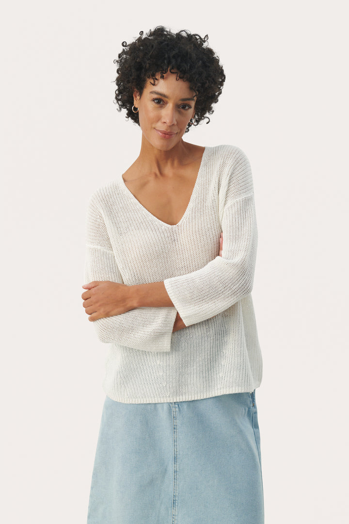 Pull en lin et coton à manches 7/8 Etrona