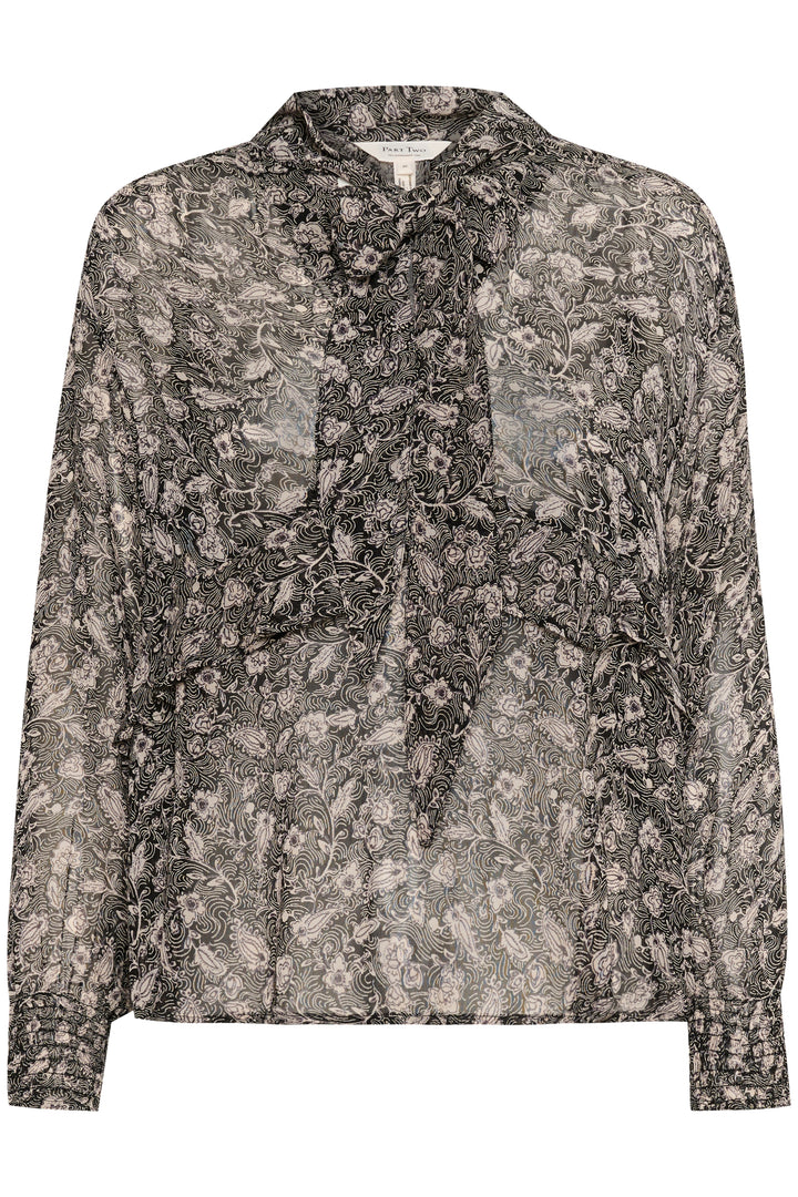 Blouse à col lavallière avec motif feuillage Monika
