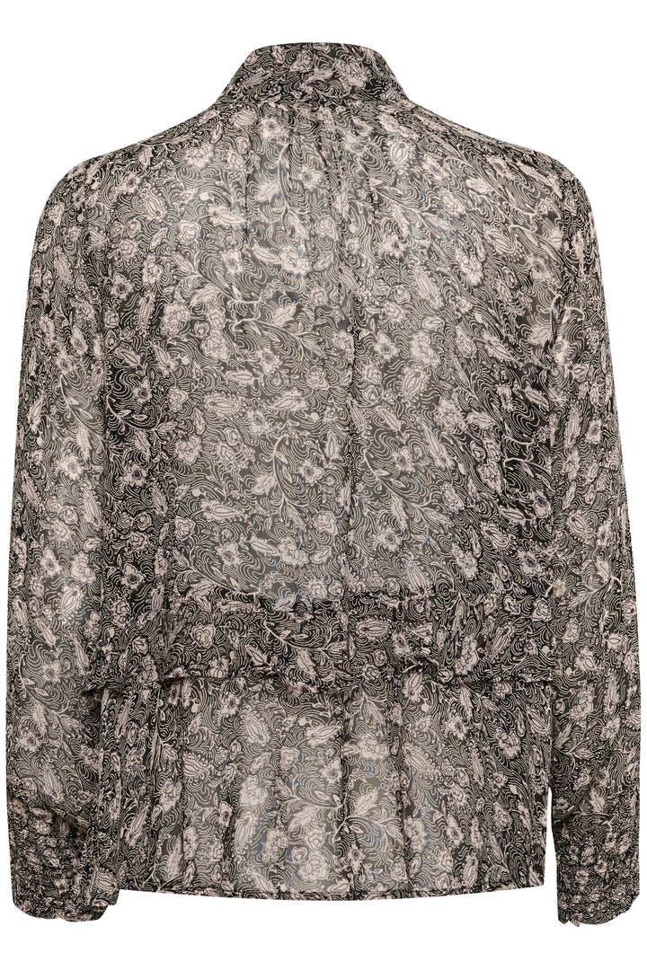 Blouse à col lavallière avec motif feuillage Monika