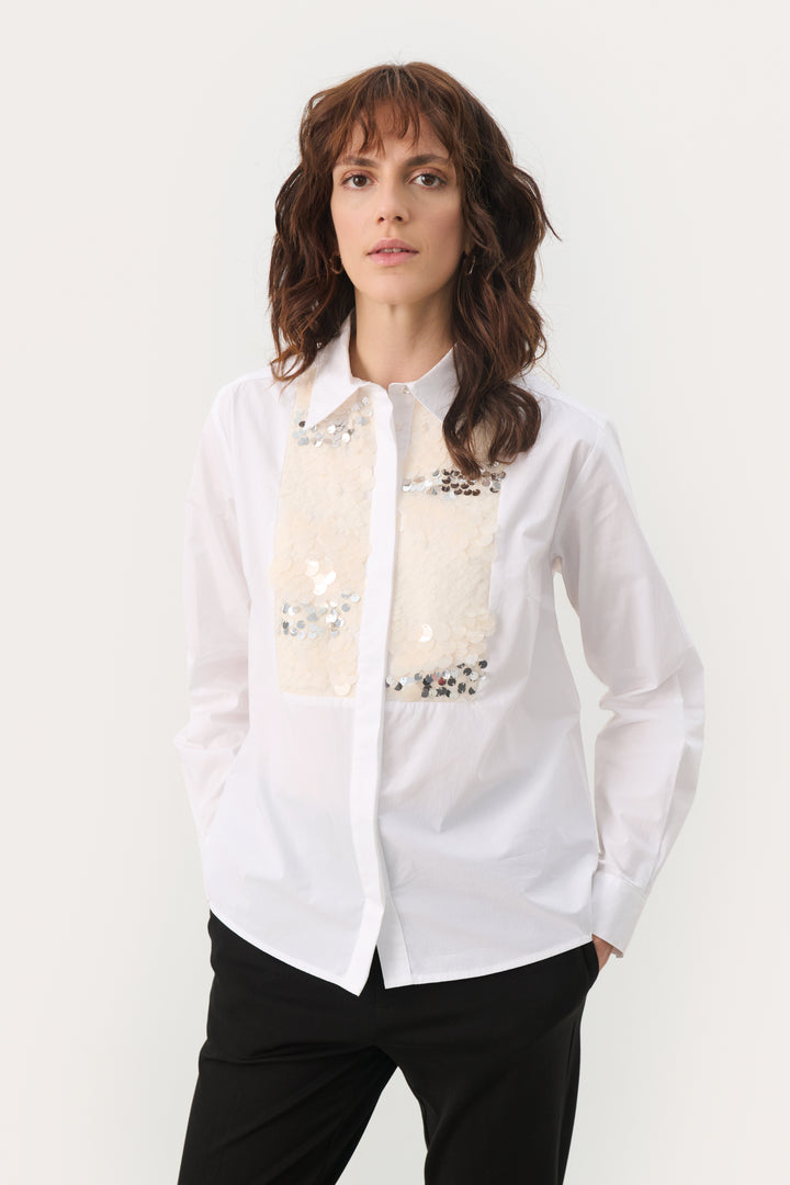 Chemisier plastron avec pastilles multi Maye
