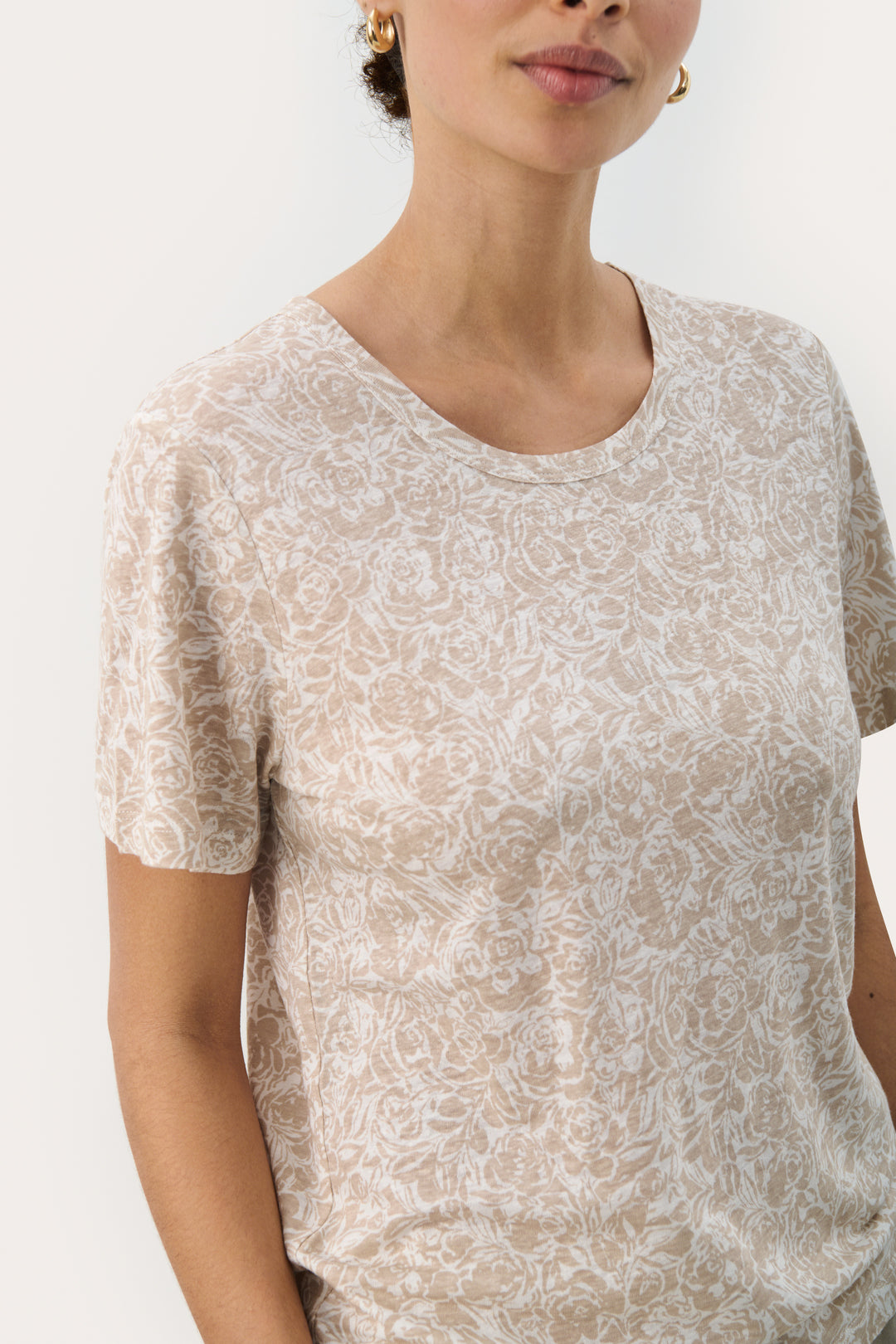 T-shirt en lin avec imprimé floral Nacima