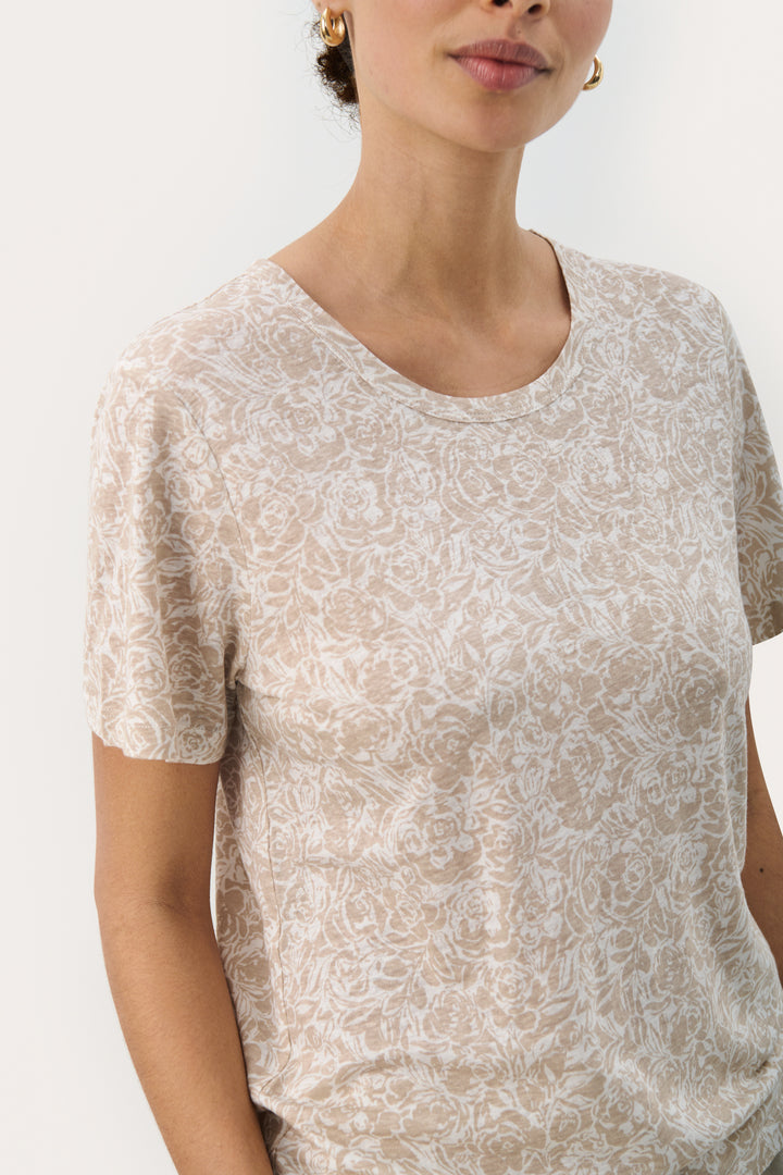 T-shirt en lin avec imprimé floral Nacima