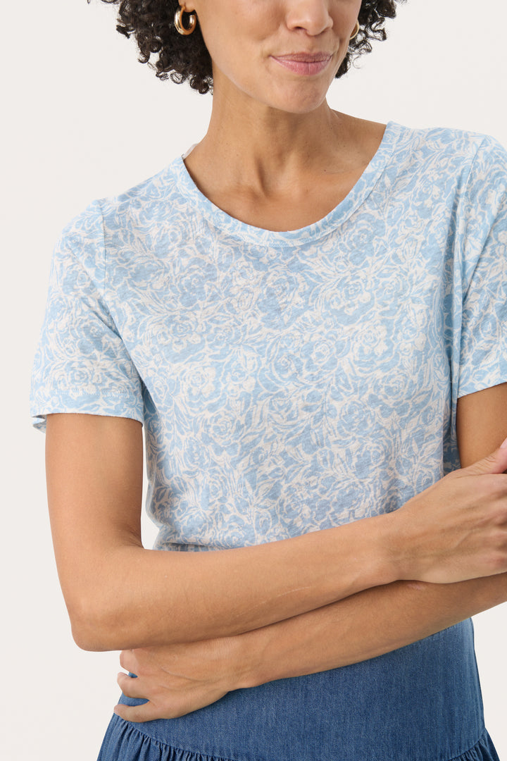 T-shirt en lin avec imprimé floral Nacima