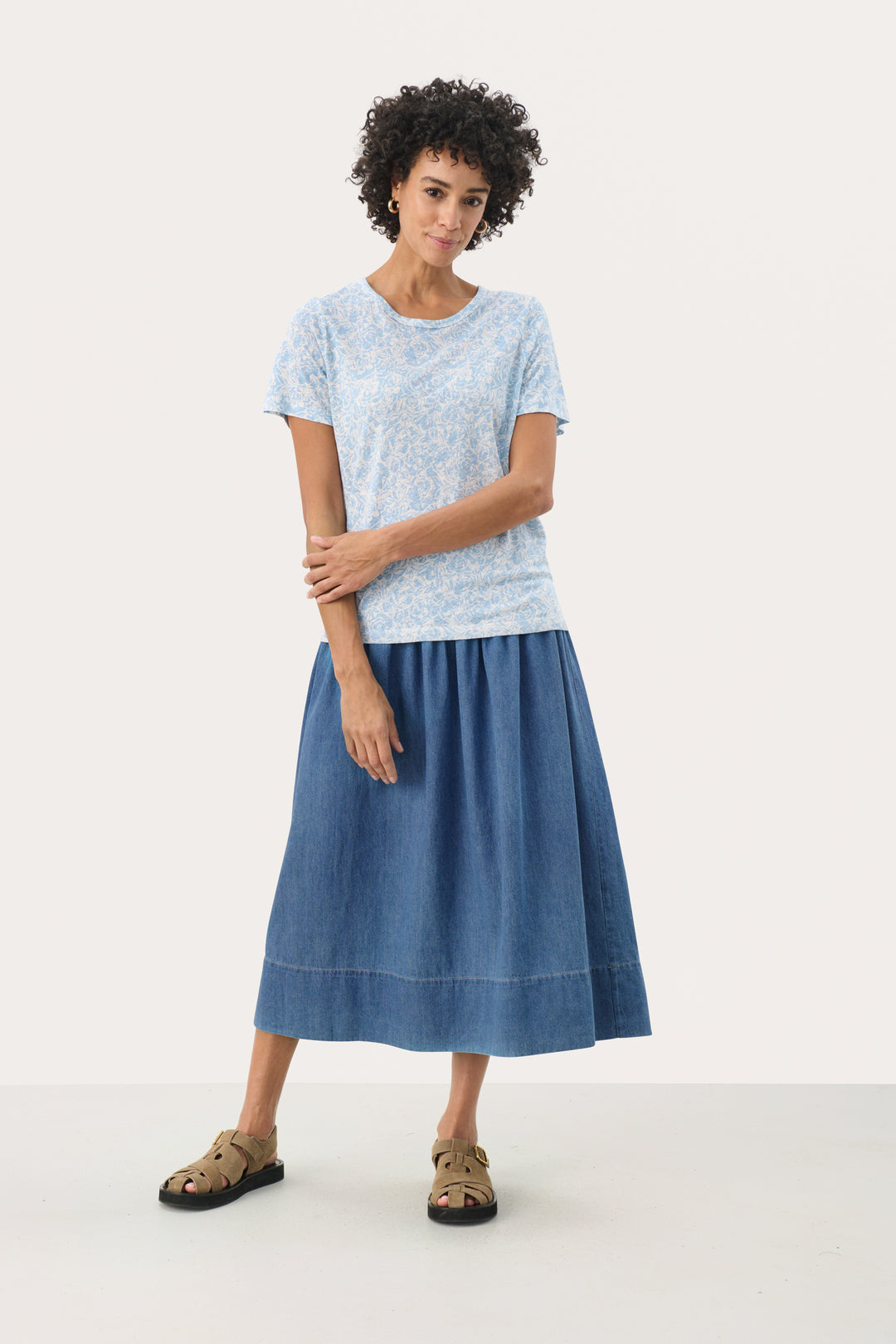 T-shirt en lin avec imprimé floral Nacima