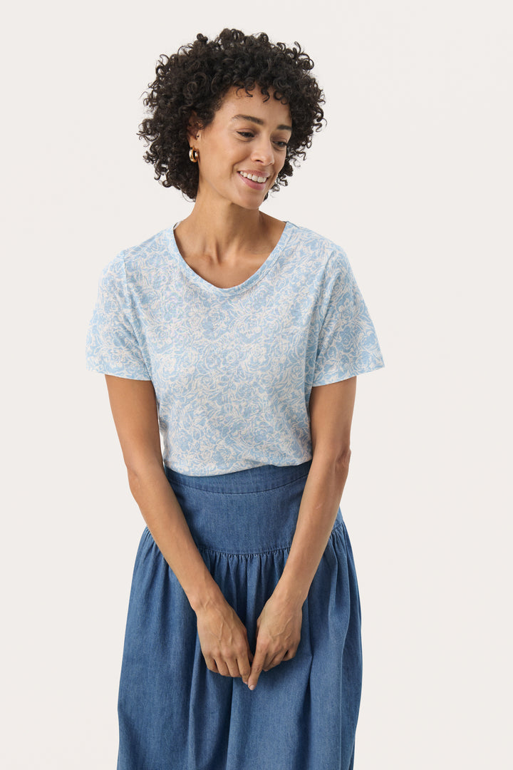 T-shirt en lin avec imprimé floral Nacima
