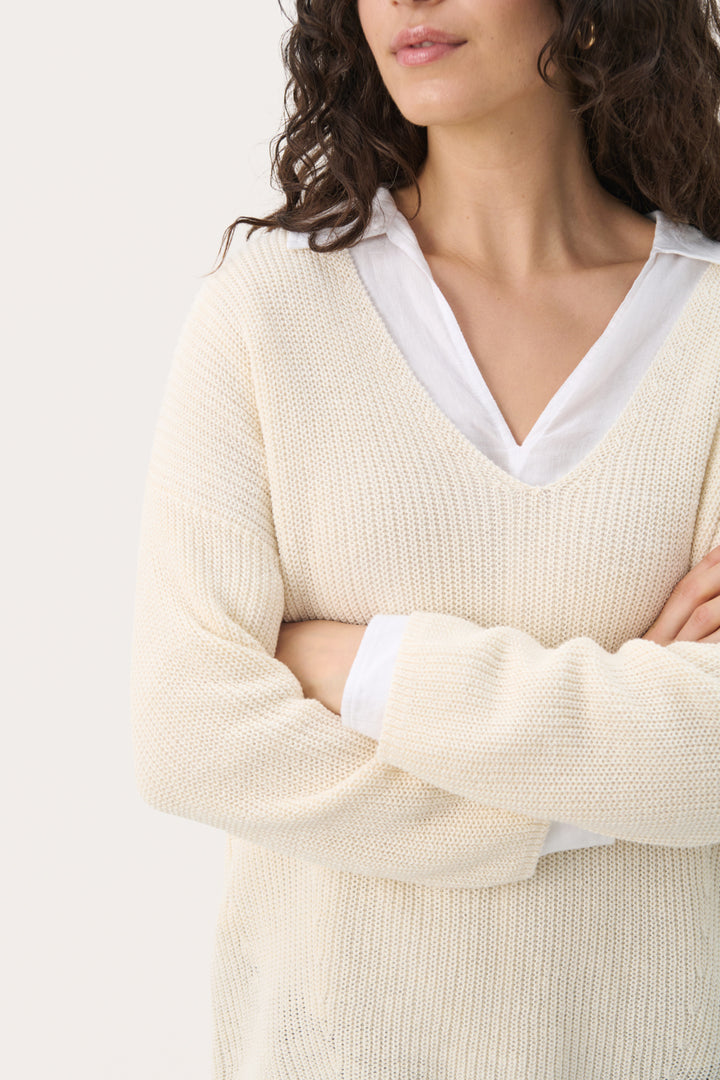 Pull en lin et coton à manches 7/8 Etrona