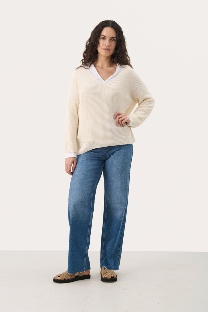 Pull en lin et coton à manches 7/8 Etrona