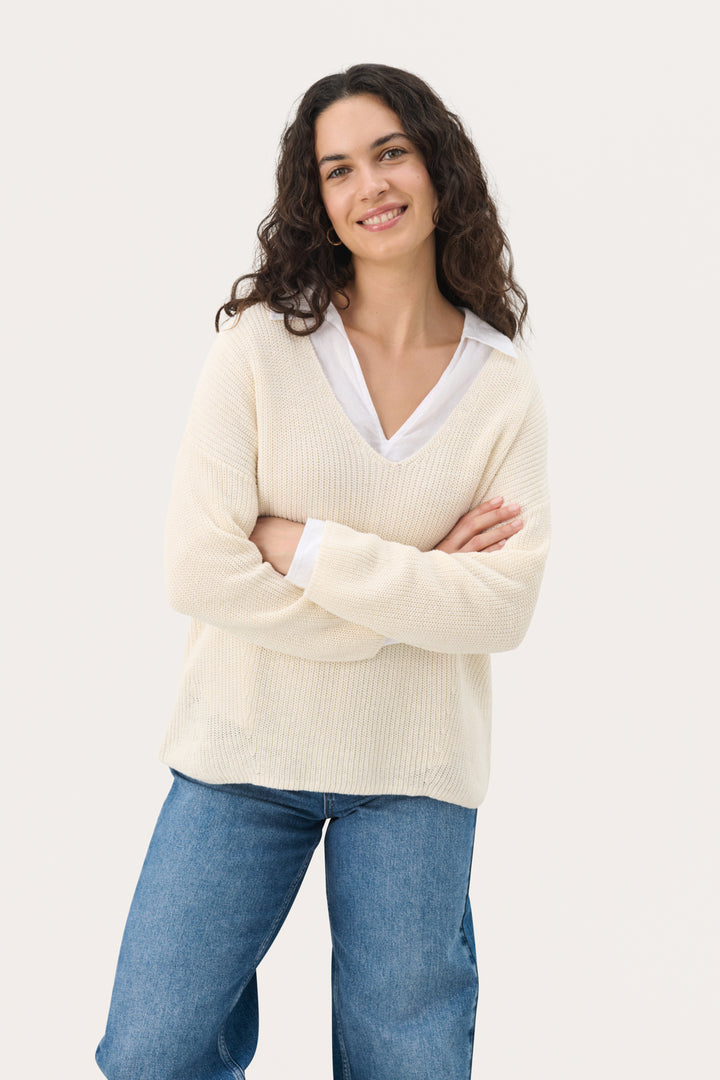 Pull en lin et coton à manches 7/8 Etrona