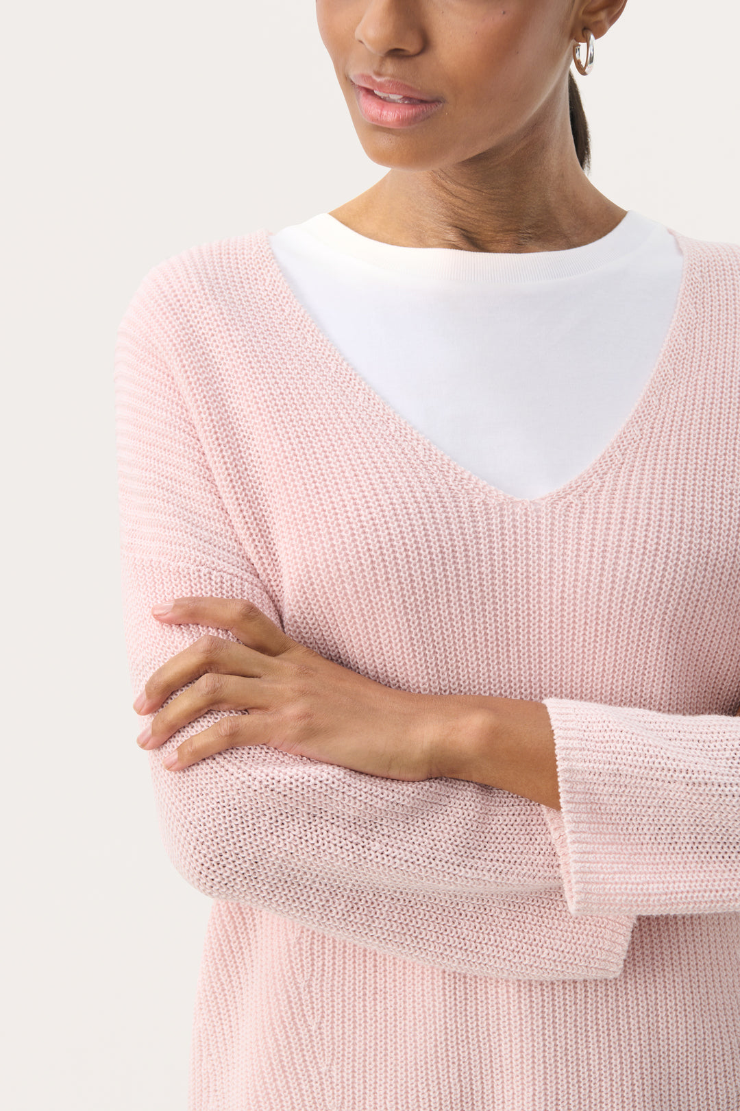 Pull en lin et coton à manches 7/8 Etrona