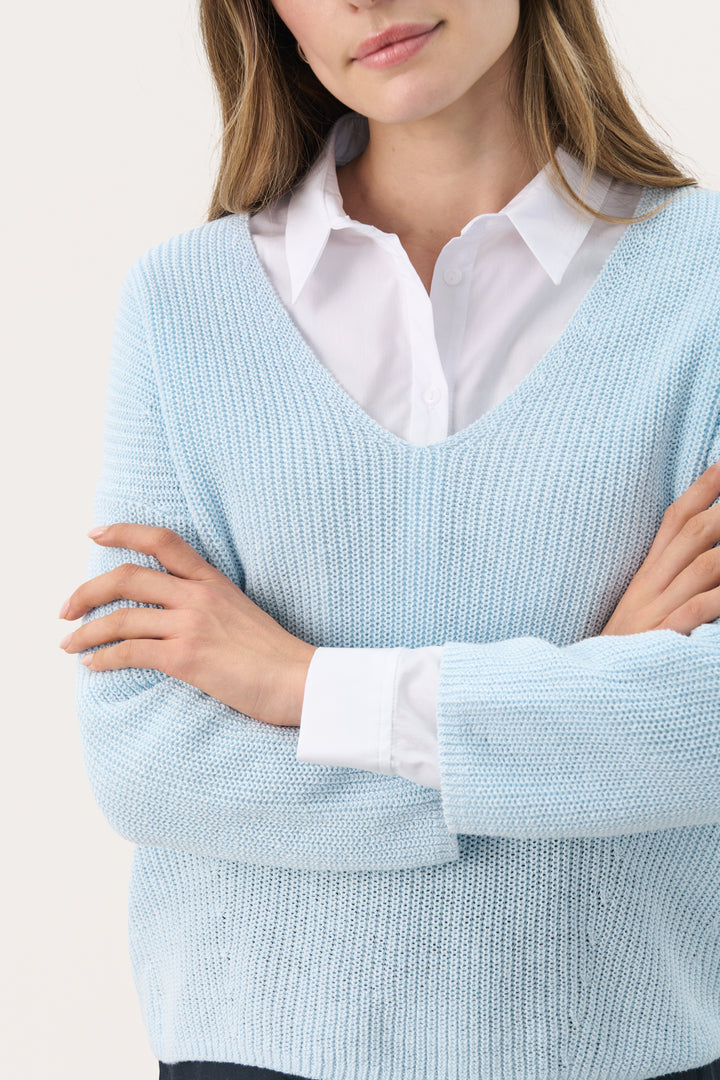 Pull en lin et coton à manches 7/8 Etrona