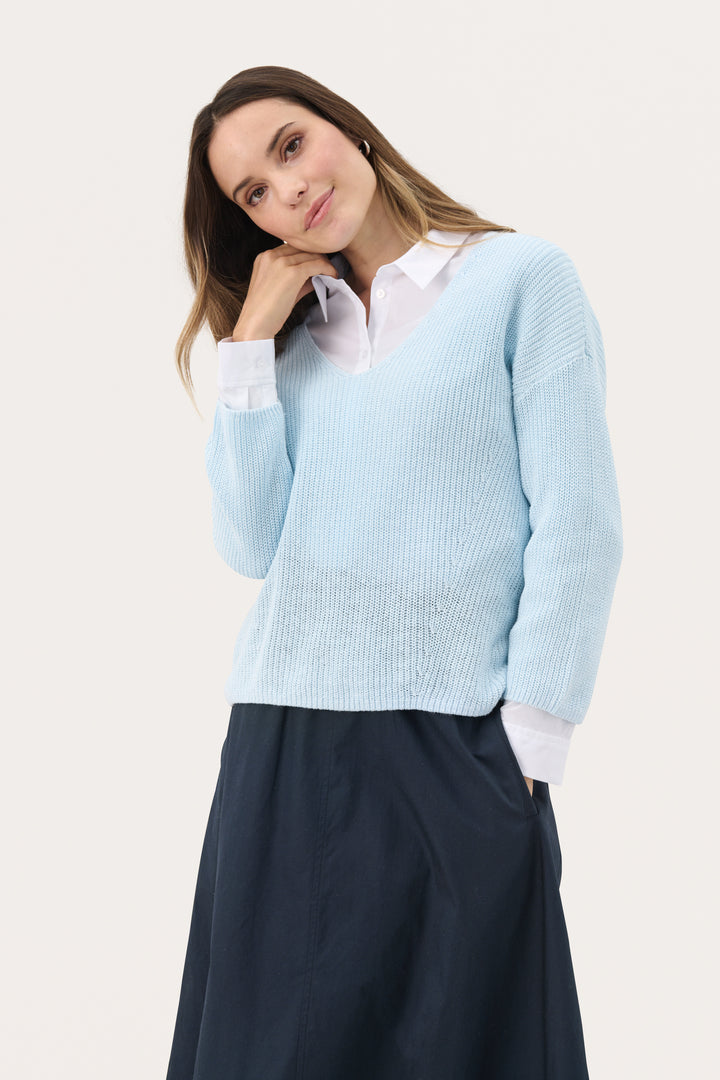 Pull en lin et coton à manches 7/8 Etrona