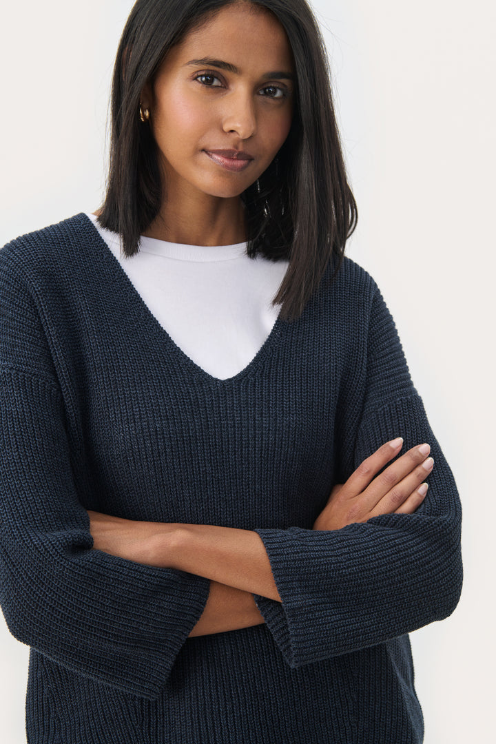 Pull en lin et coton à manches 7/8 Etrona