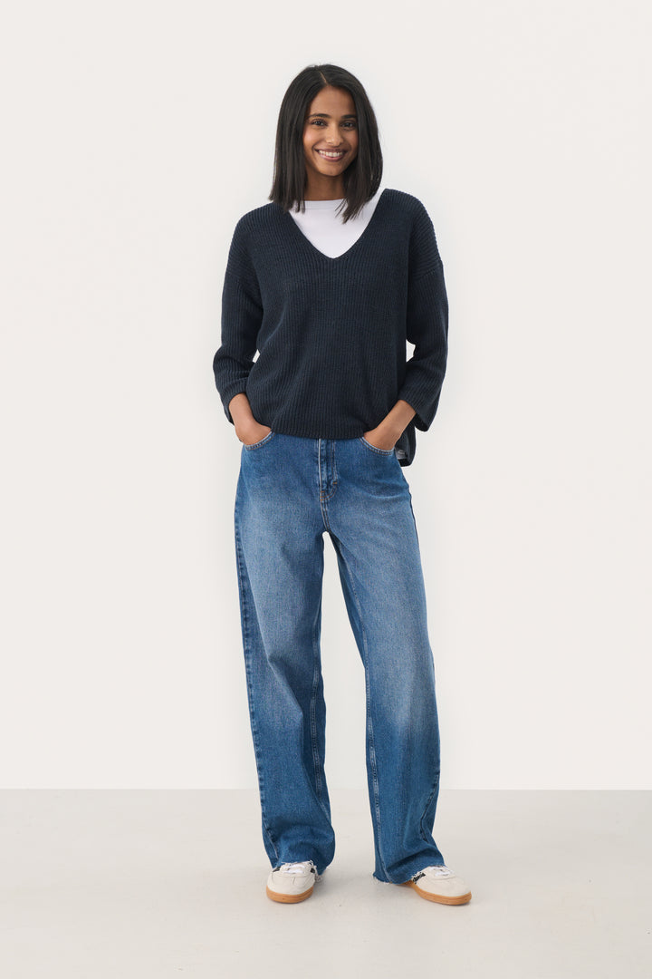 Pull en lin et coton à manches 7/8 Etrona