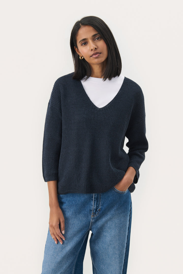 Pull en lin et coton à manches 7/8 Etrona