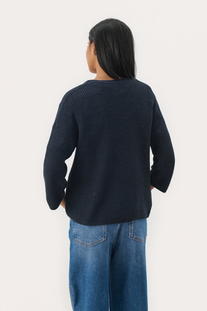 Pull en lin et coton à manches 7/8 Etrona