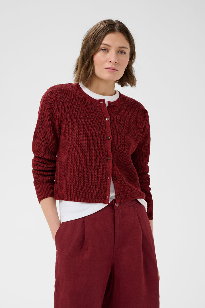 Cardigan court Gigia en lin et coton texturé