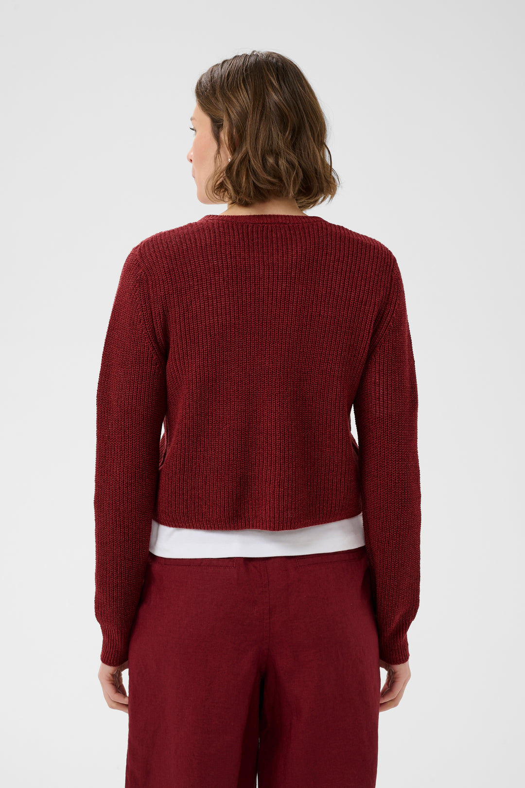 Cardigan court Gigia en lin et coton texturé