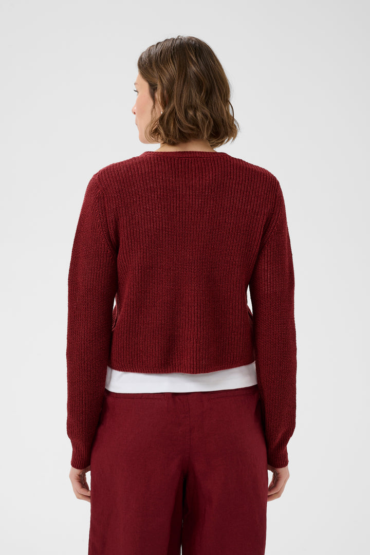 Cardigan court Gigia en lin et coton texturé