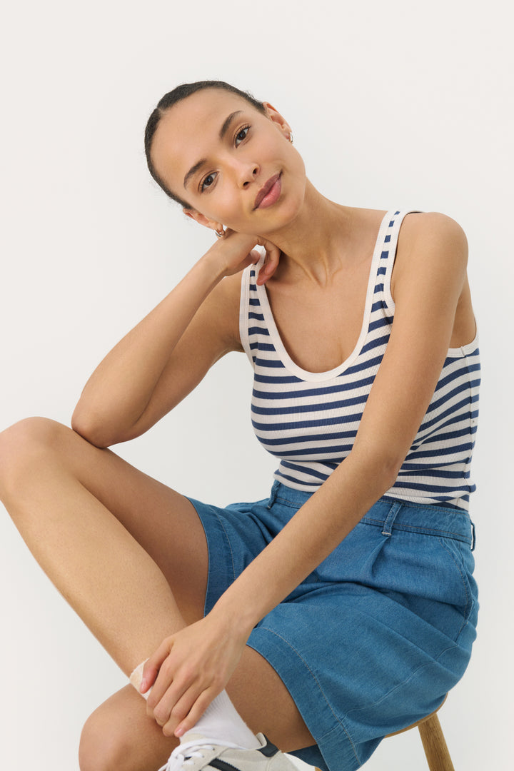 Camisole en coton ajustée rayée Roselyn