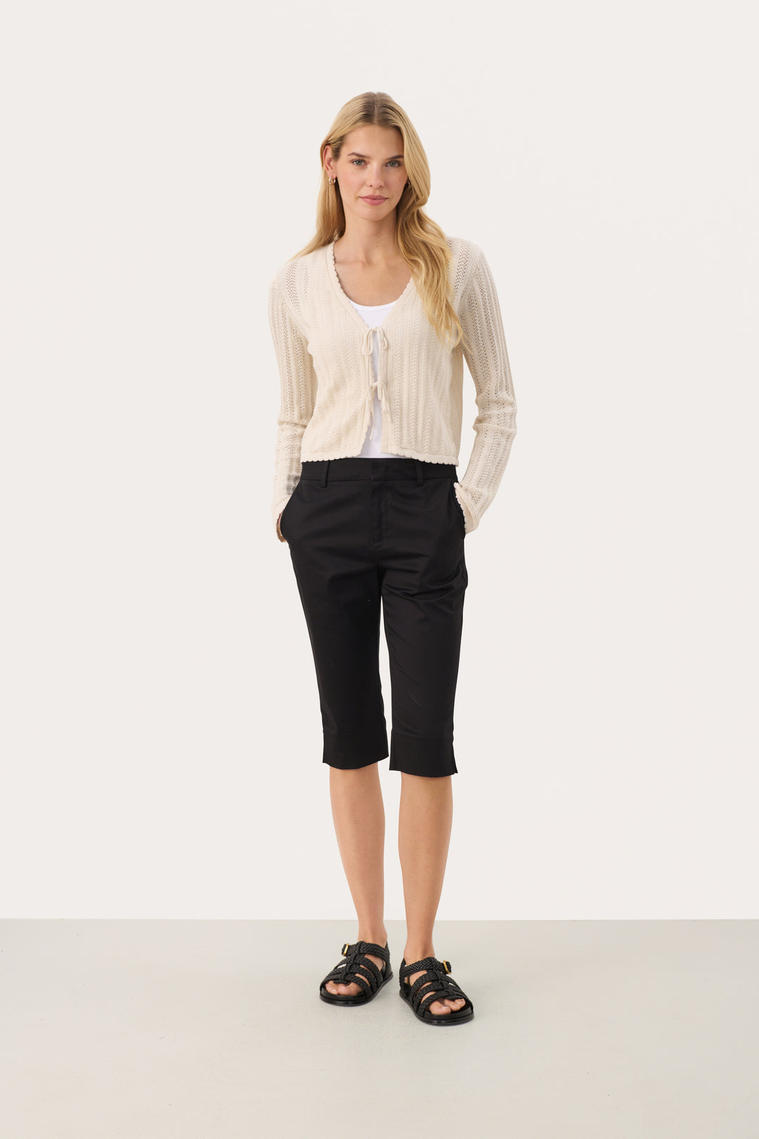 Cardigan court en maille ajourée Rosefine