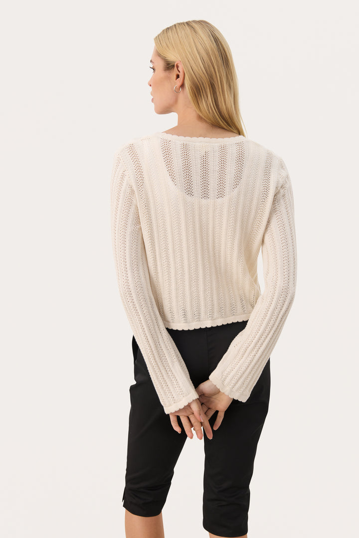 Cardigan court en maille ajourée Rosefine