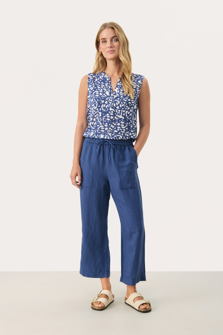 Pantalon de lin ample à taille élastique Eniolas