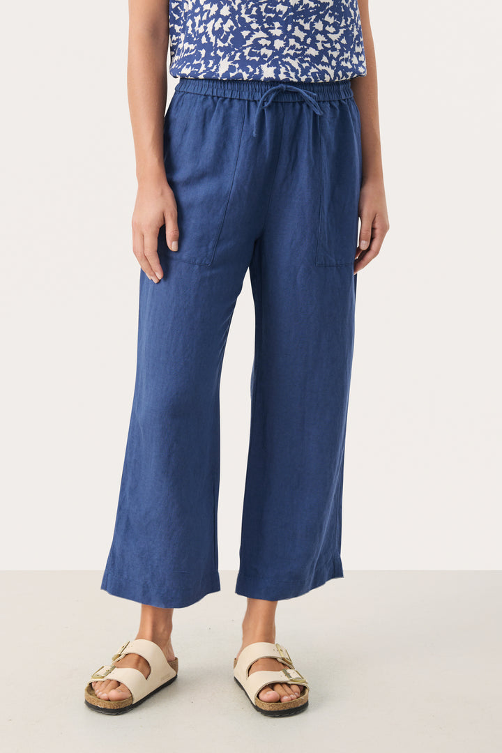 Pantalon de lin ample à taille élastique Eniolas