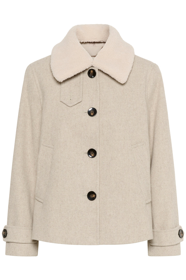 Manteau en laine avec col en sherpa Sylvia