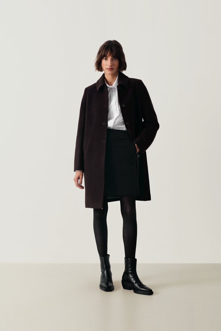 Manteau long boutonné à col classique Kamillas