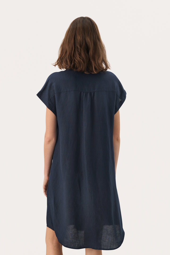 Robe chemise midi à mancherons Ellena