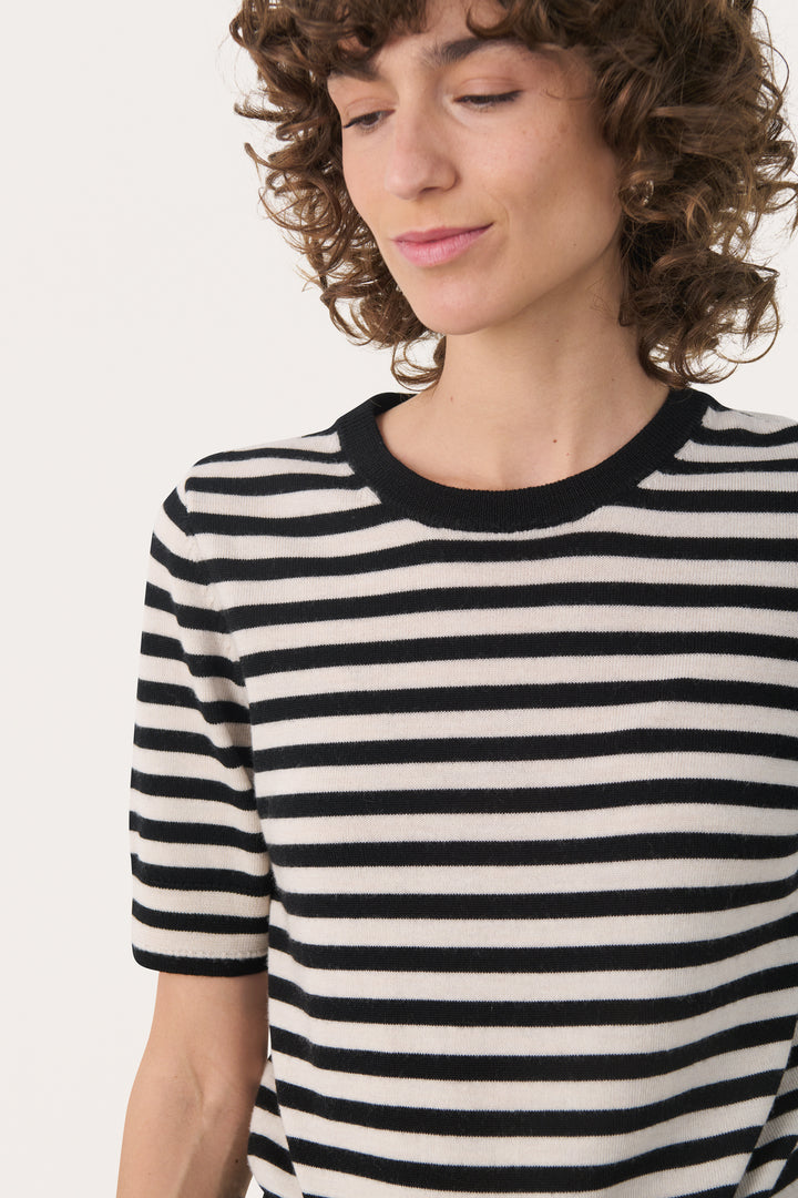 Pull en laine rayé à manches 3/4 Natanya