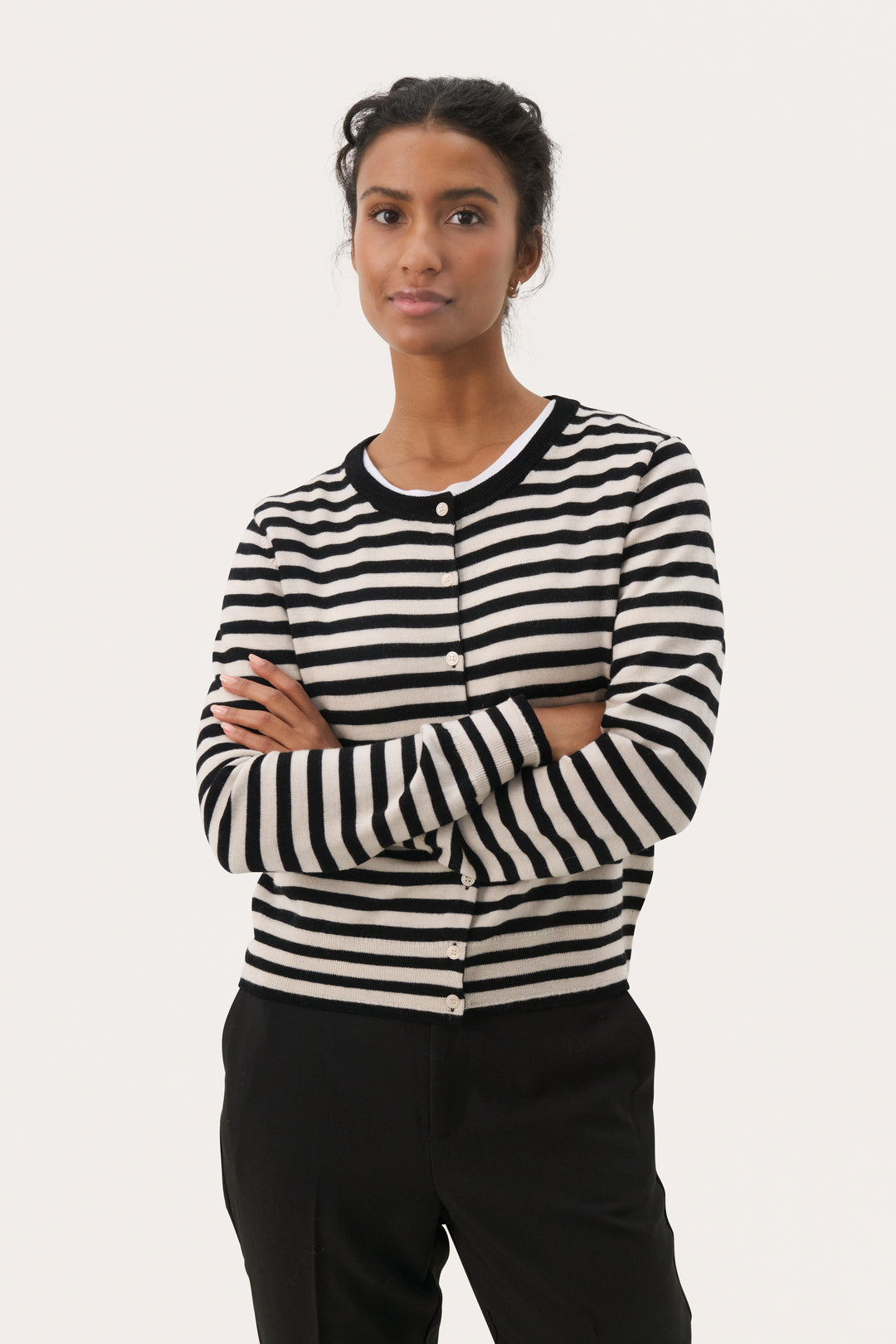 Cardigan en laine rayé avec boutons Noelani