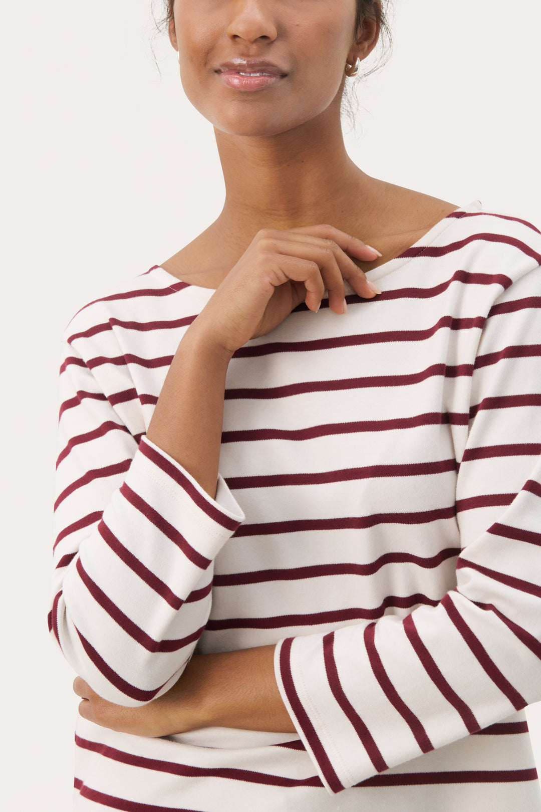 T-shirt rayé en coton à manches 7/8 Nela