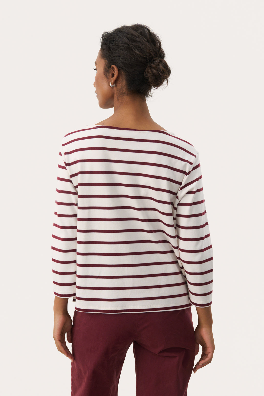 T-shirt rayé en coton à manches 7/8 Nela